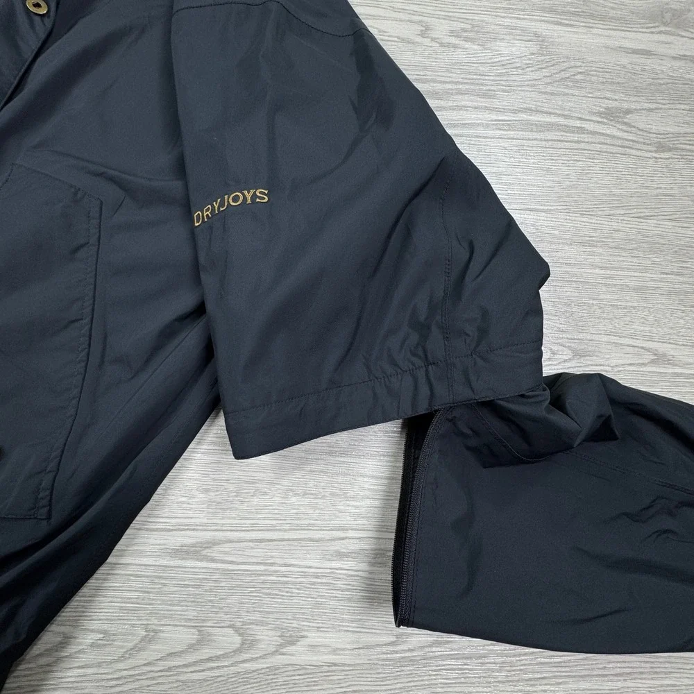 FootJoy Men's Jacket DryJoys Golf Rain Windbreaker Black Large‎ Zip Off Sleeves